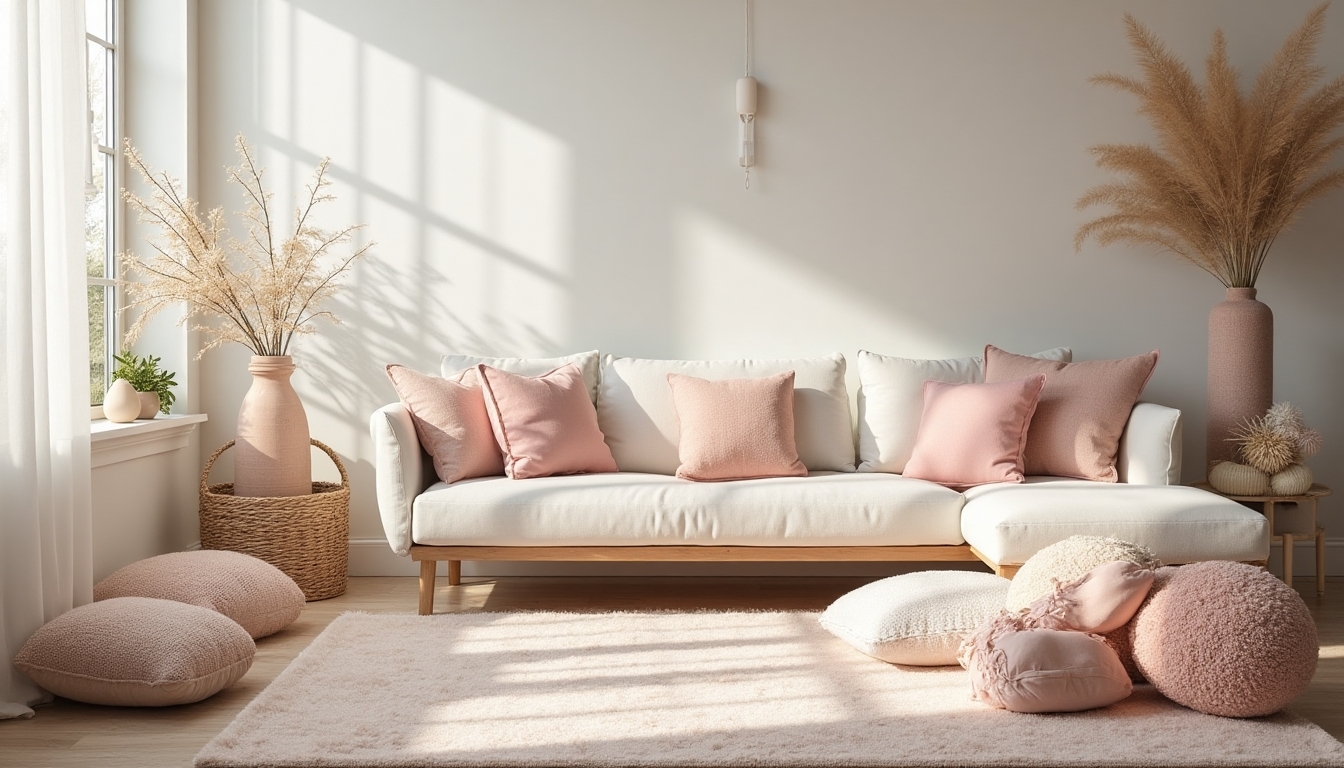 pastel rugs and cushions