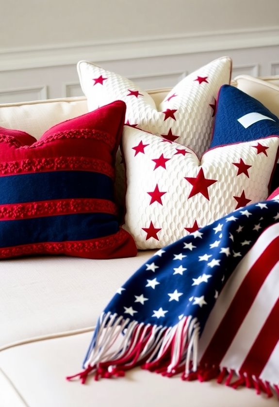 patriotic accent pillows and throws