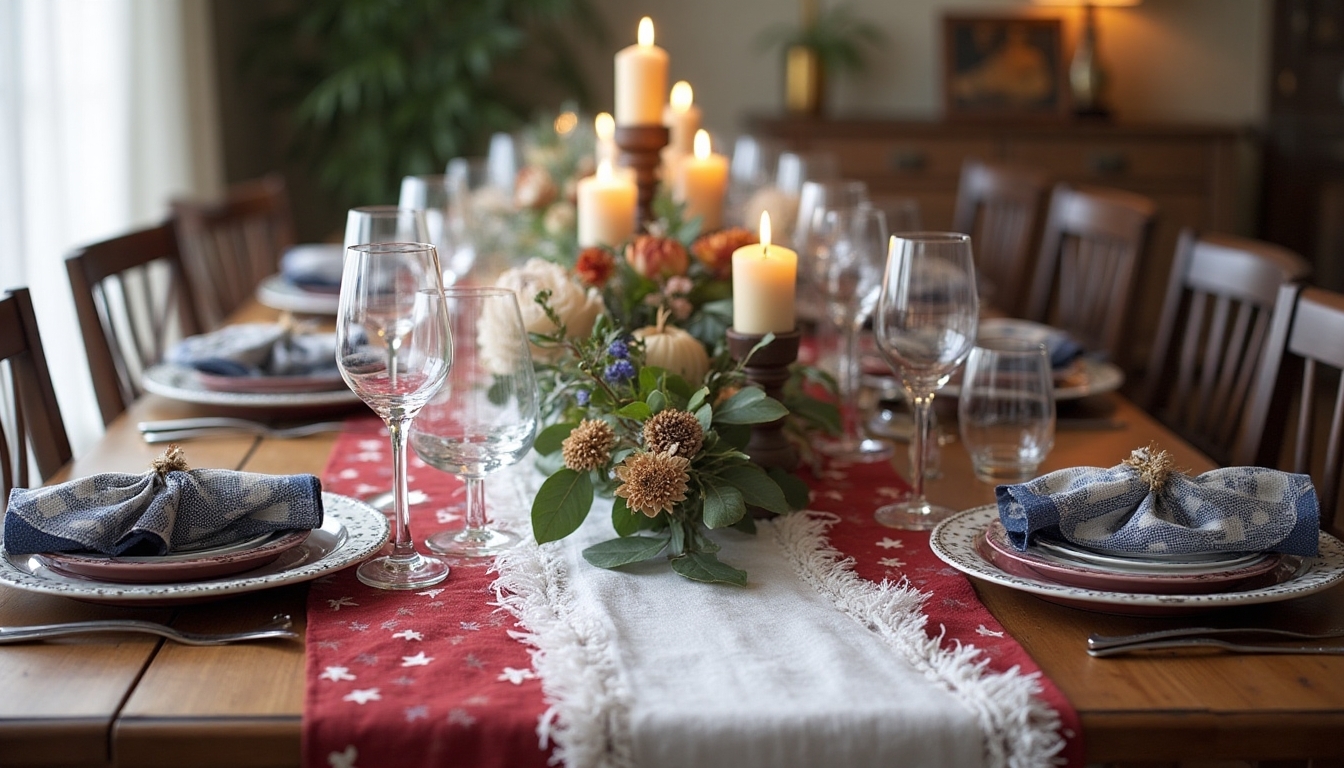 patriotic layered table linens