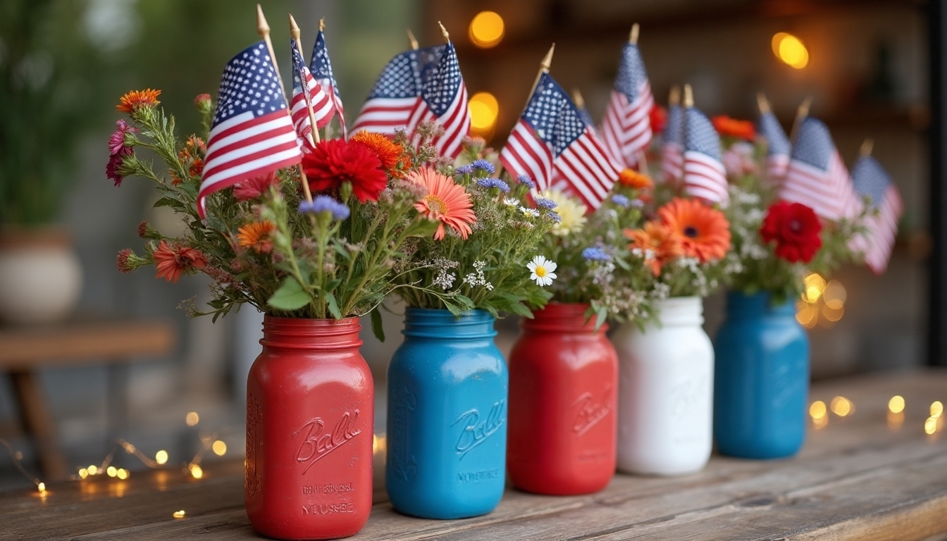 patriotic painted mason jars