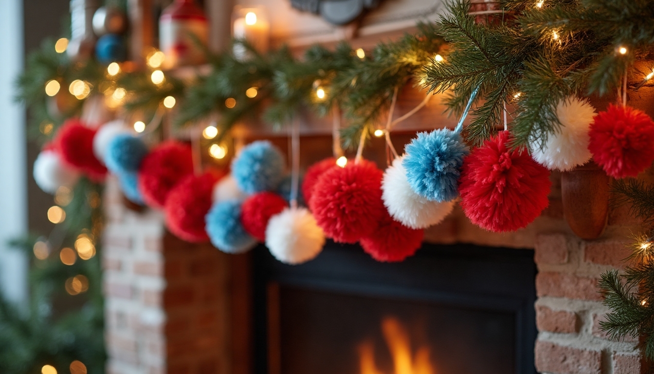 patriotic pom pom garland creation