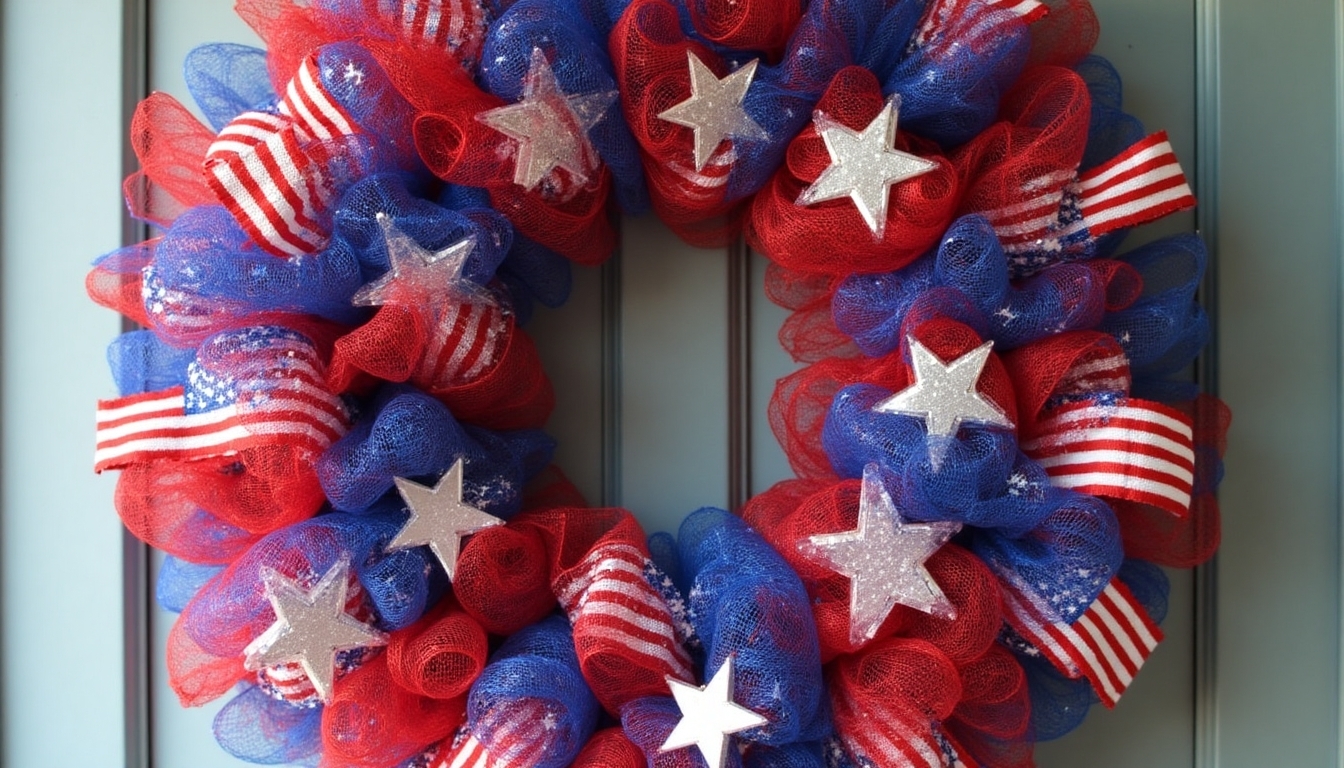 patriotic wreath with mesh