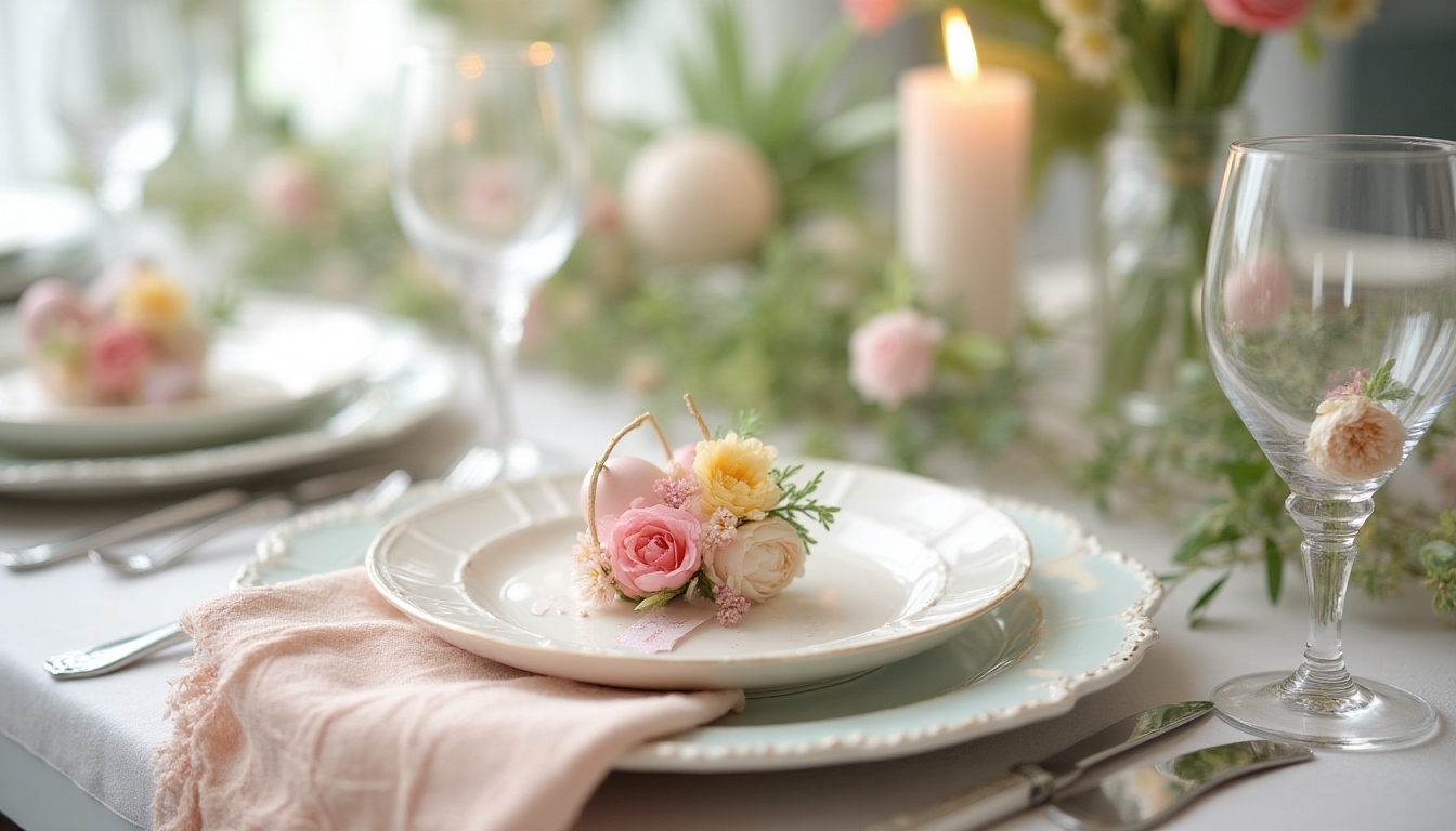 personalized pastel table settings