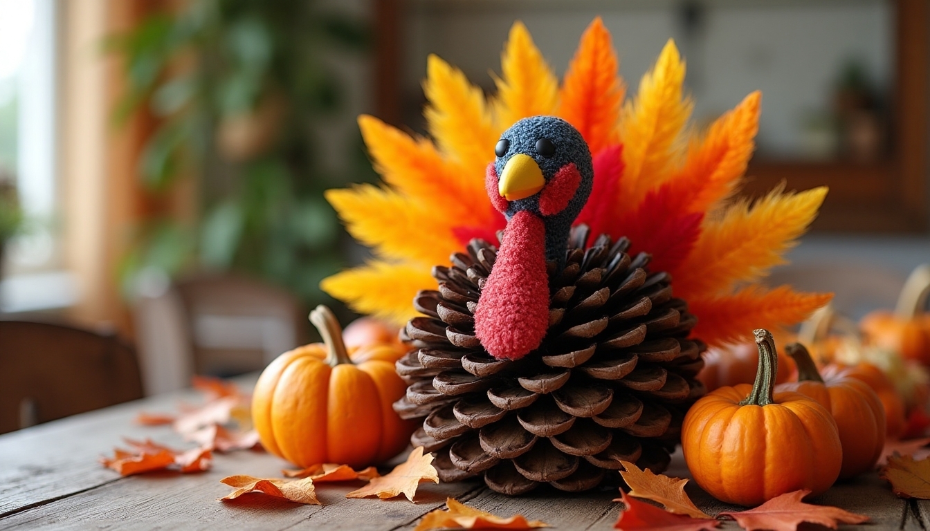 pinecone turkey centerpiece craft