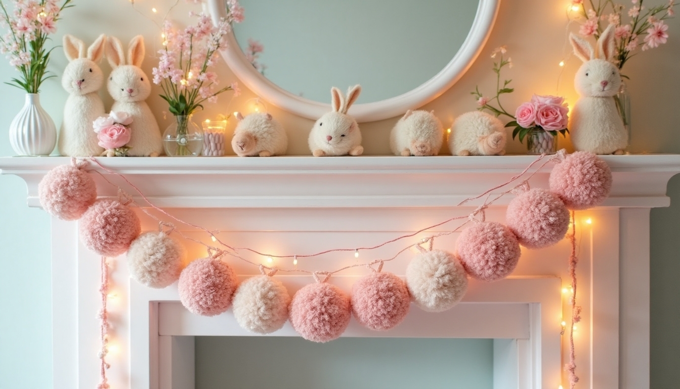pom pom rabbit garland crafting