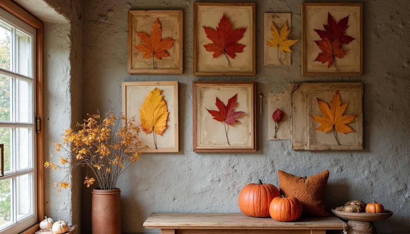 pressed leaves wall art