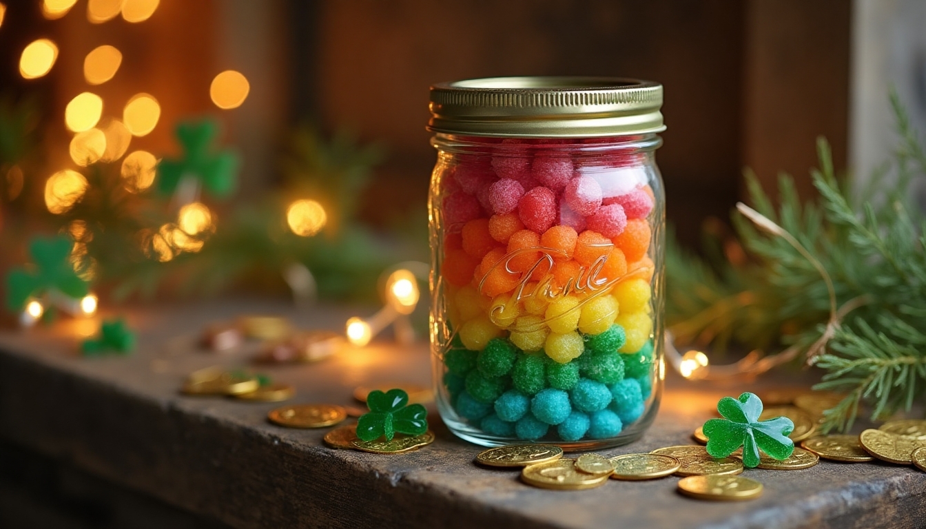 rainbow mason jar display