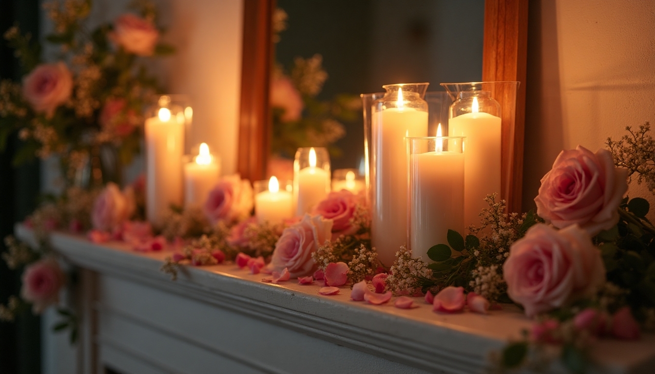 romantic candlelight display arrangement