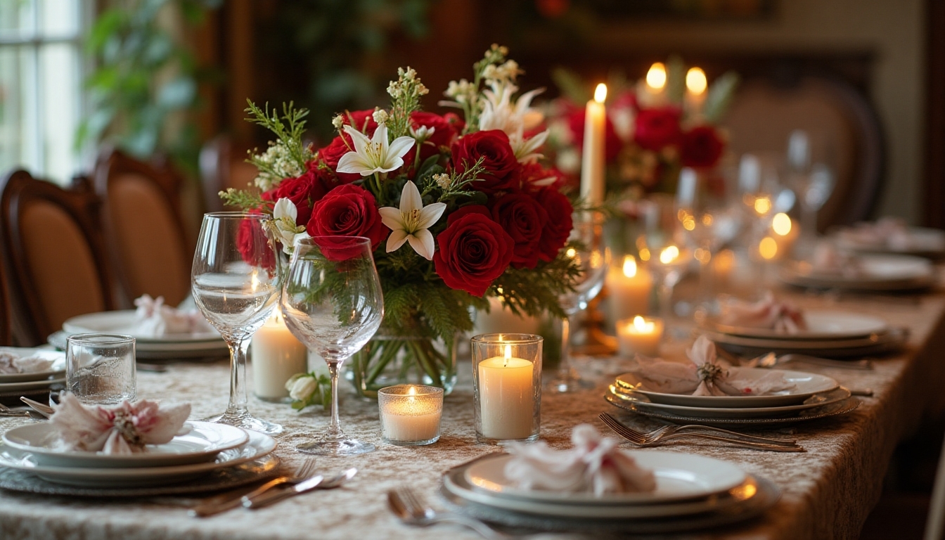romantic floral dinner centerpiece