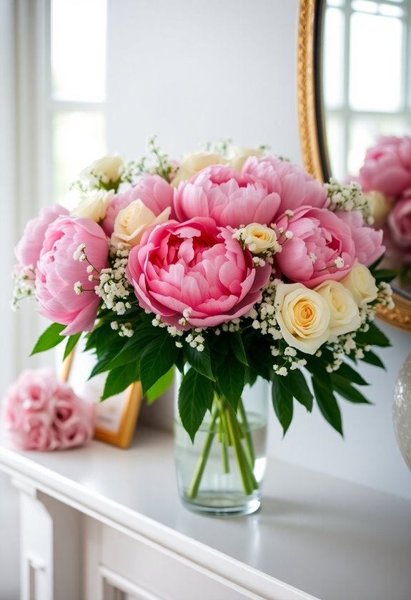 romantic pink and white arrangement