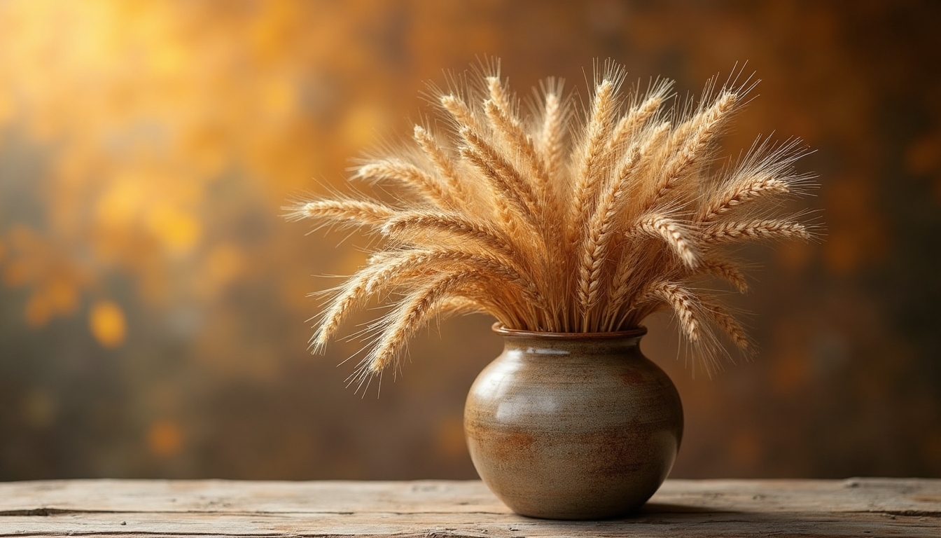 rustic autumn wheat arrangements