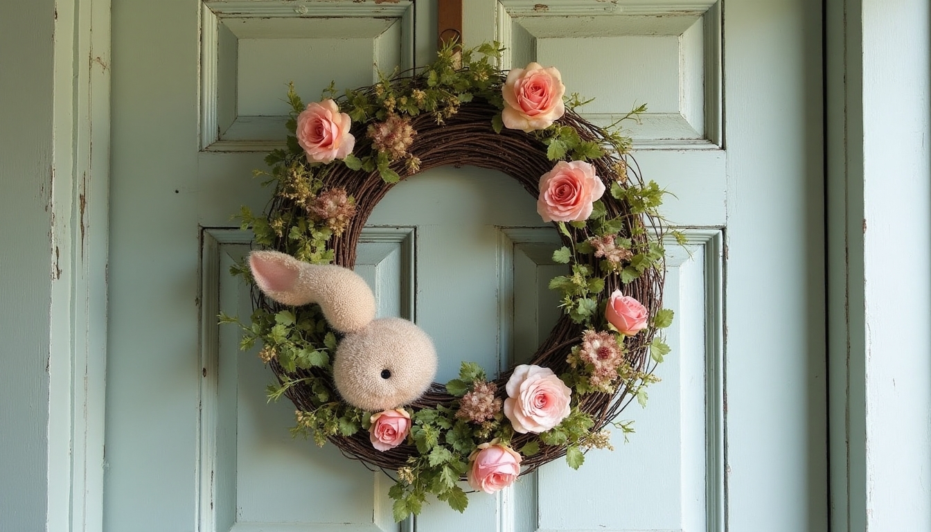 rustic bunny wreath creation