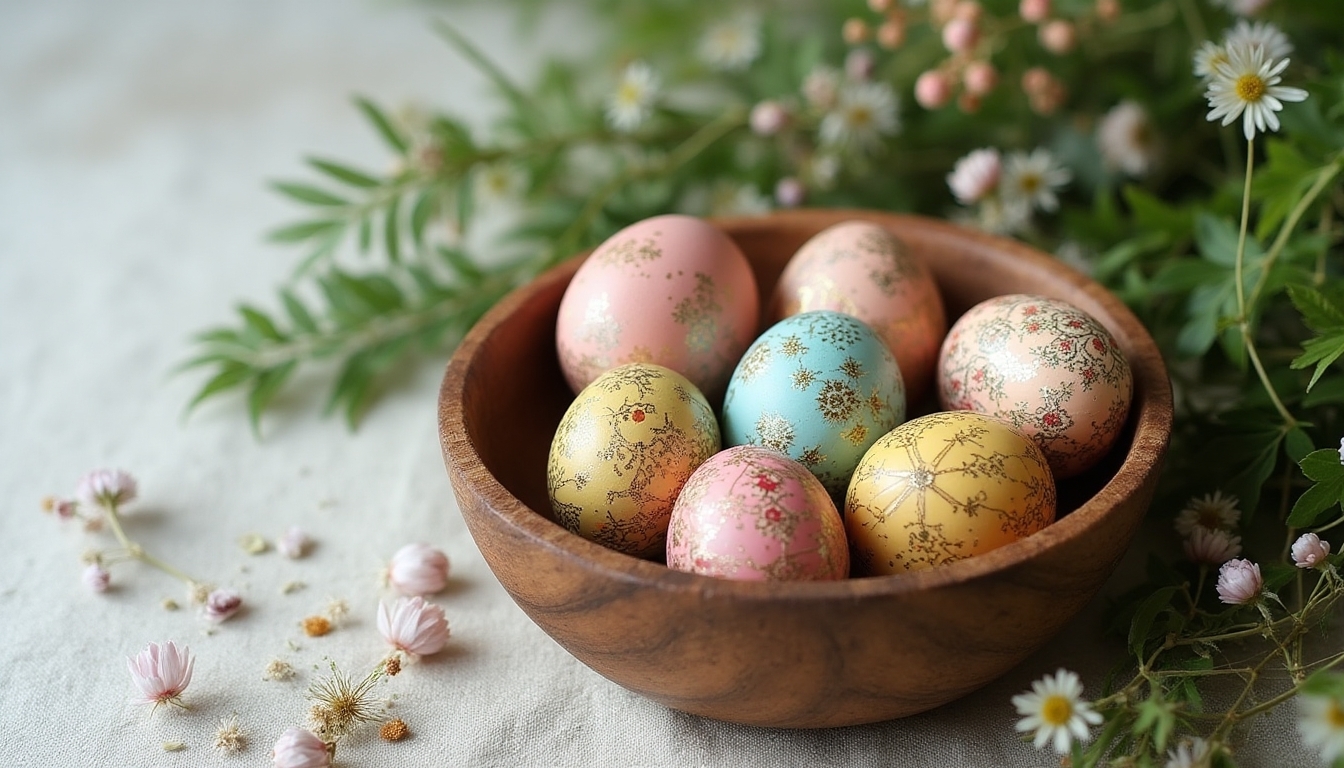 rustic easter bowl display