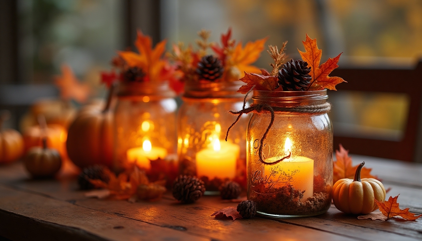 rustic fall candle holders