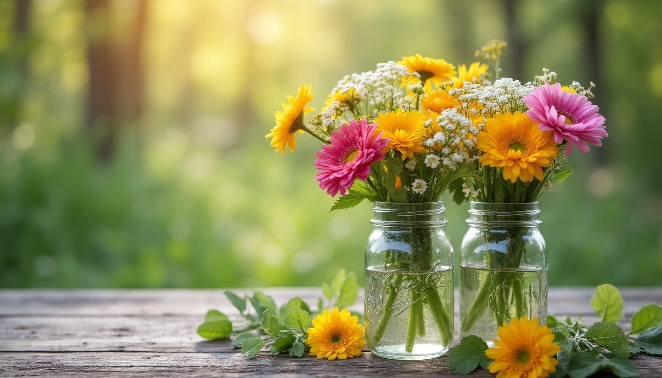 rustic mason jar flowers