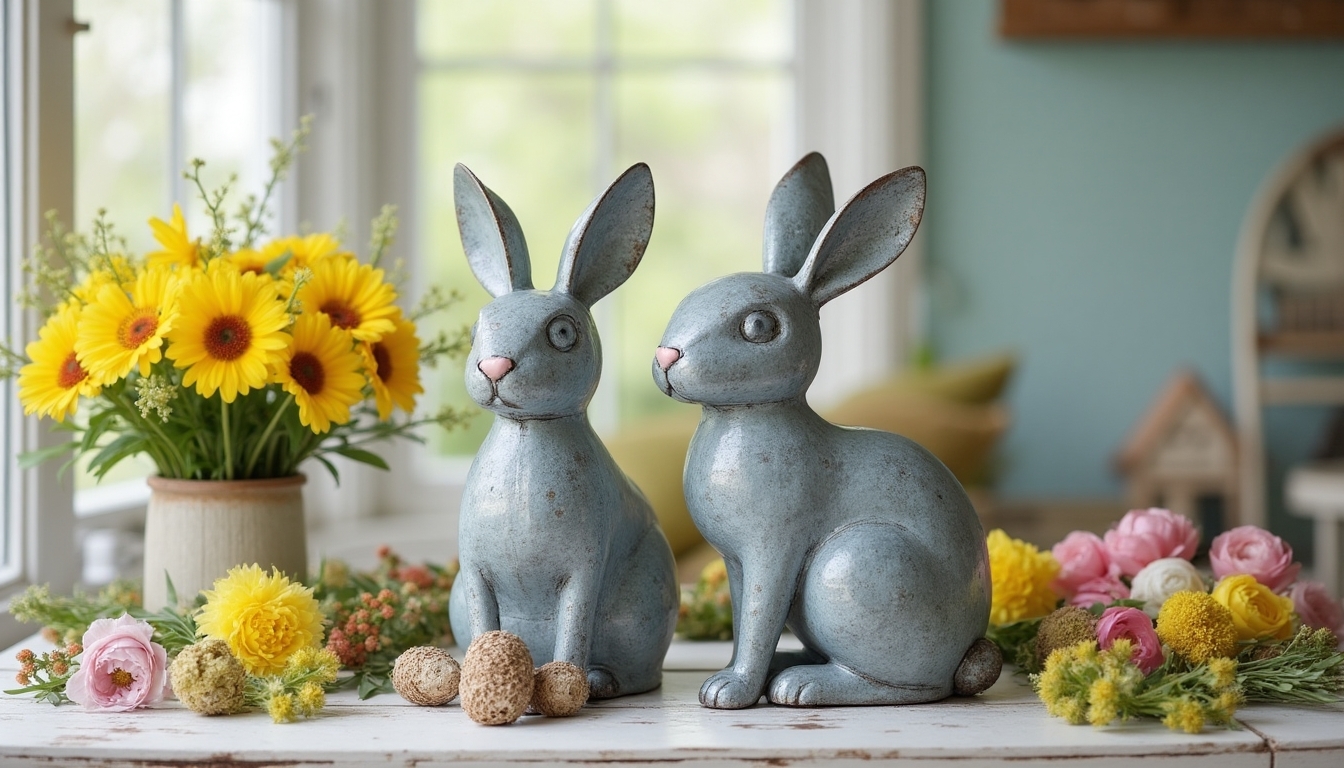 rustic metal bunny displays