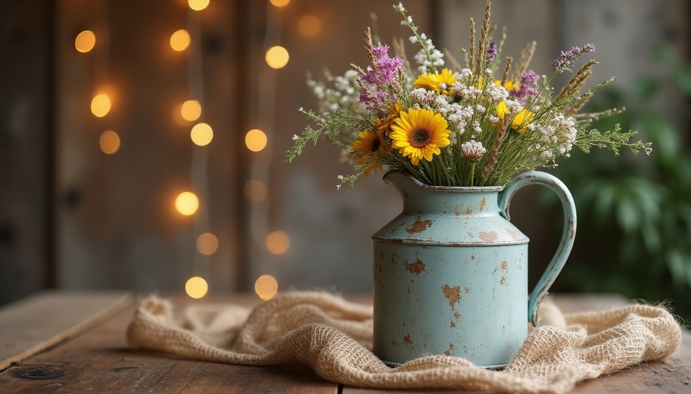 rustic milk can centerpieces