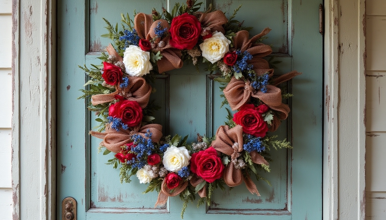 rustic patriotic farmhouse wreath