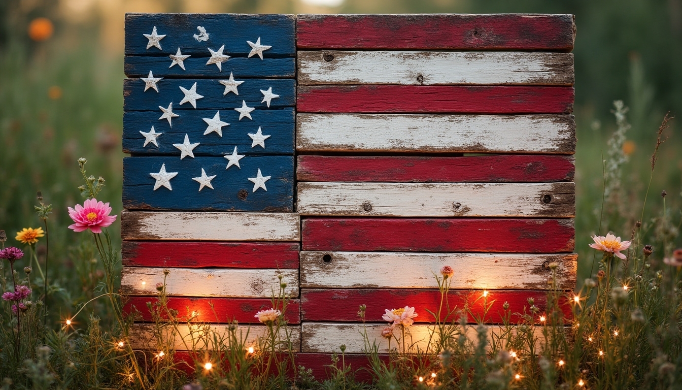 rustic patriotic flag art