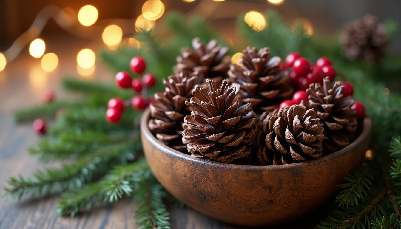 rustic pinecone berry centerpiece