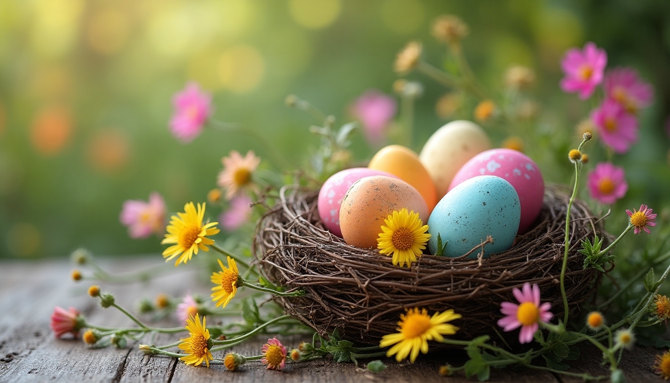 rustic wildflower nest display