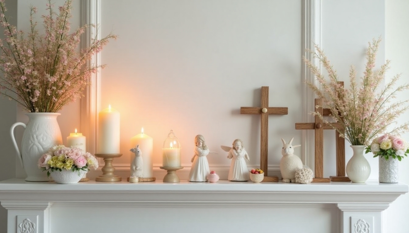 sacred easter mantel display