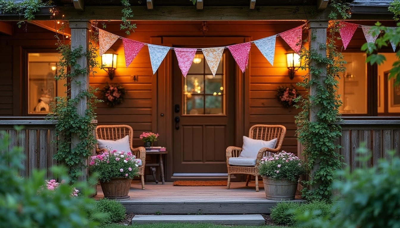 scrap fabric flag bunting
