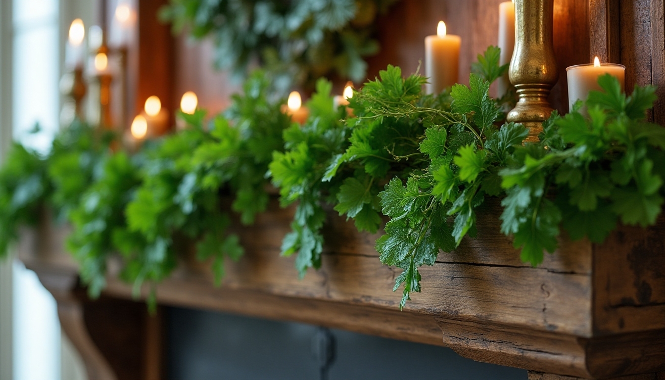 shamrock garland mantel display
