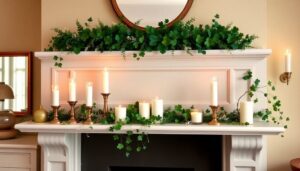 shamrock garland mantel styling
