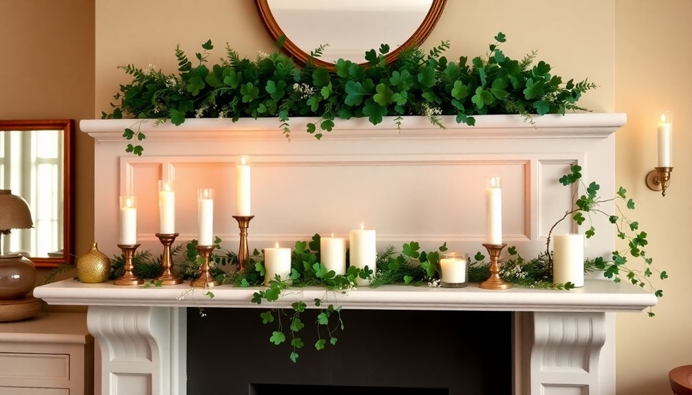 shamrock garland mantel styling