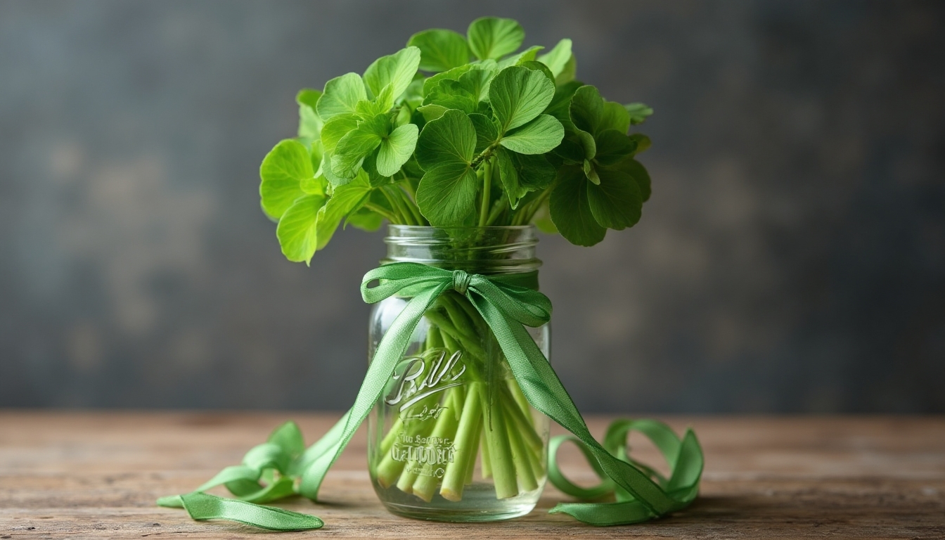 shamrock mason jar arrangement