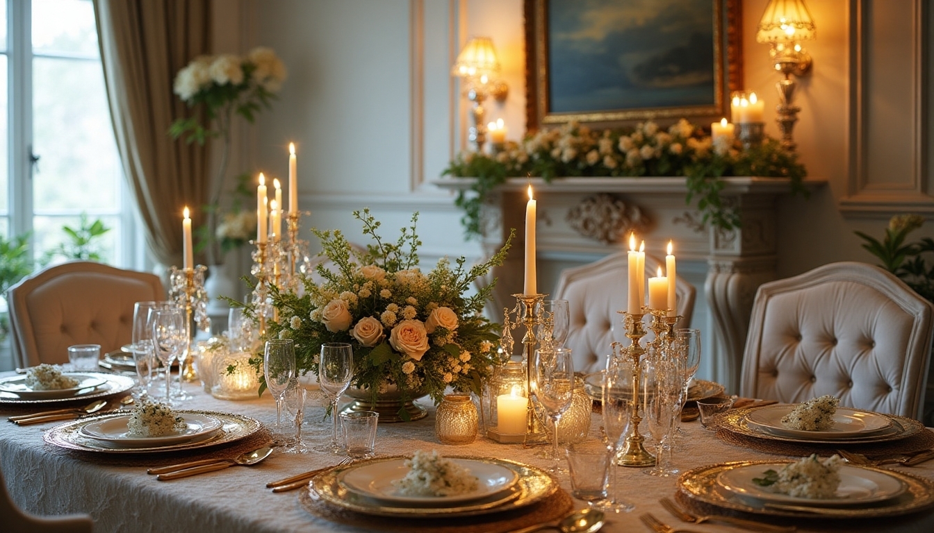 shimmering festive table decor