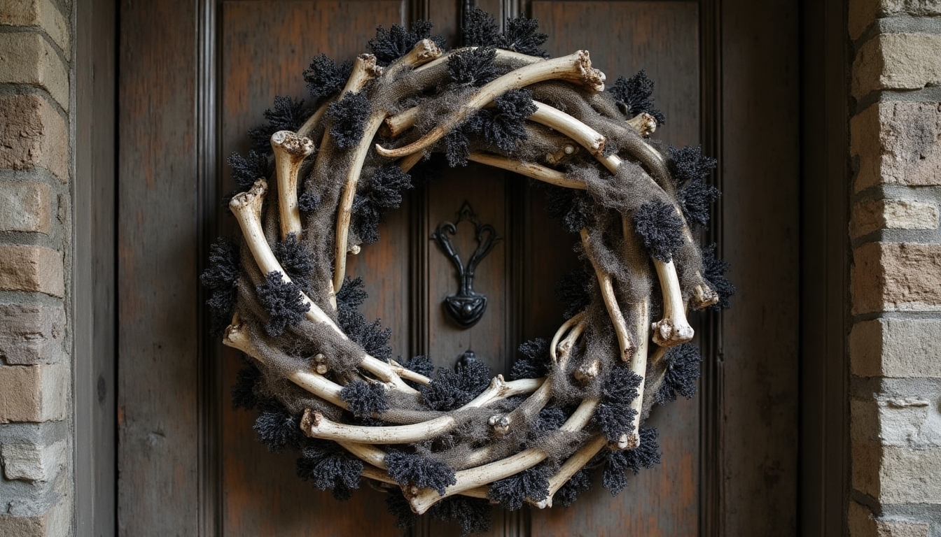 skeletal wreath halloween decoration
