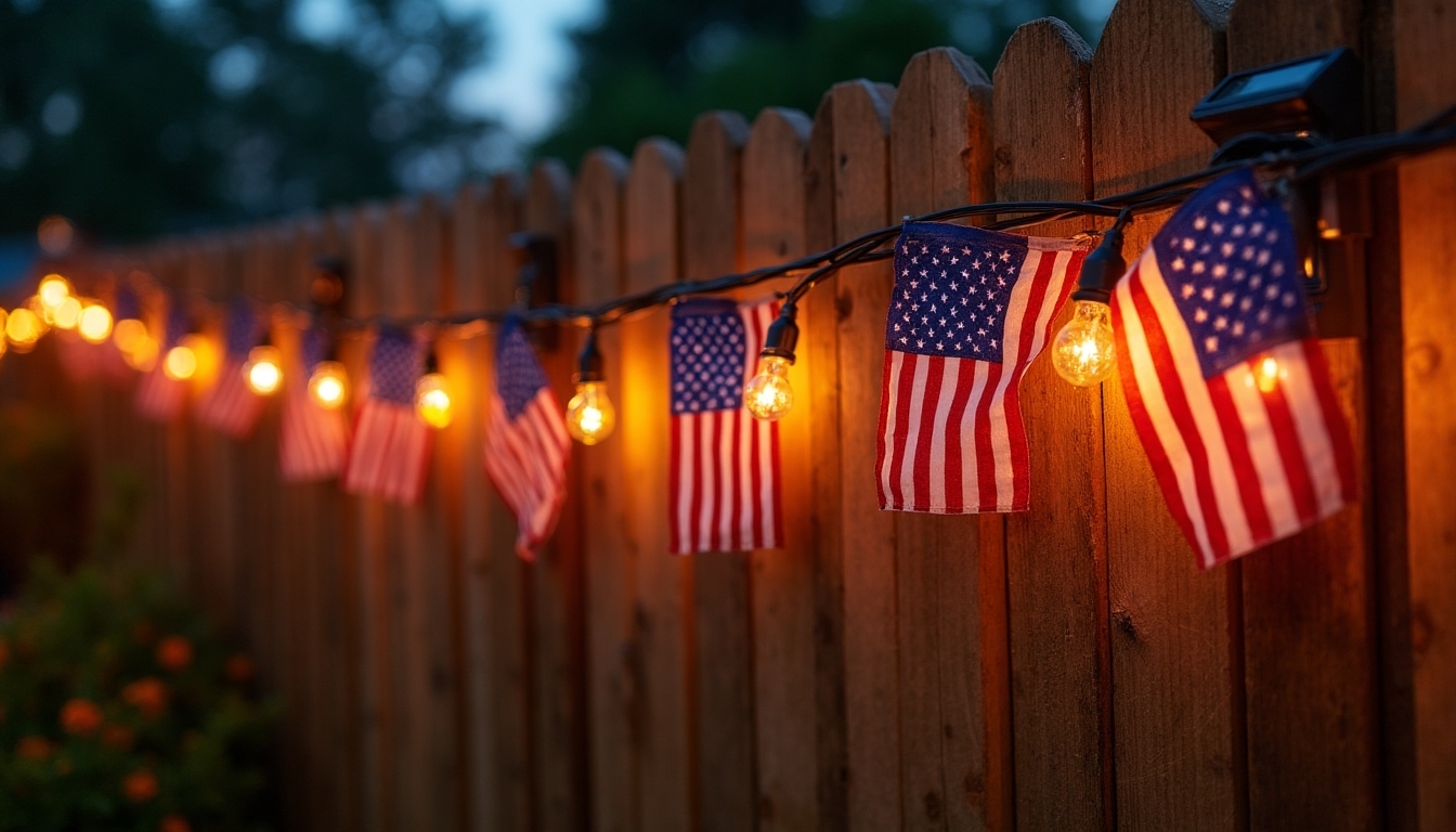 solar powered patriotic string lights