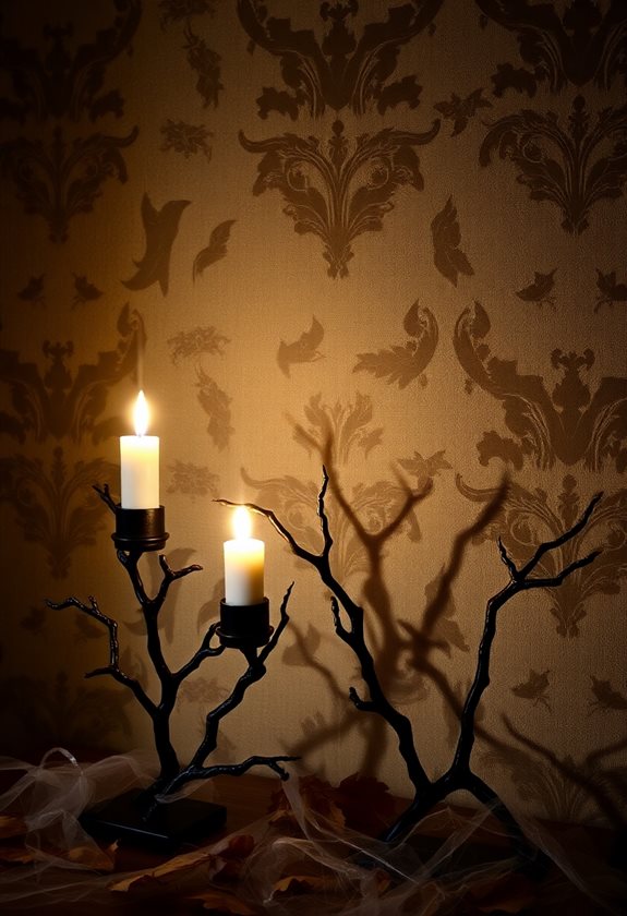 spooky ambiance with candle holders