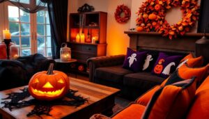 spooky halloween living room decor