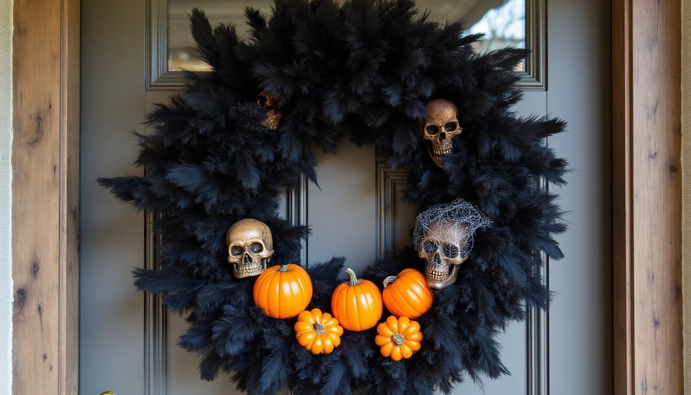 spooky wreath finishing touches