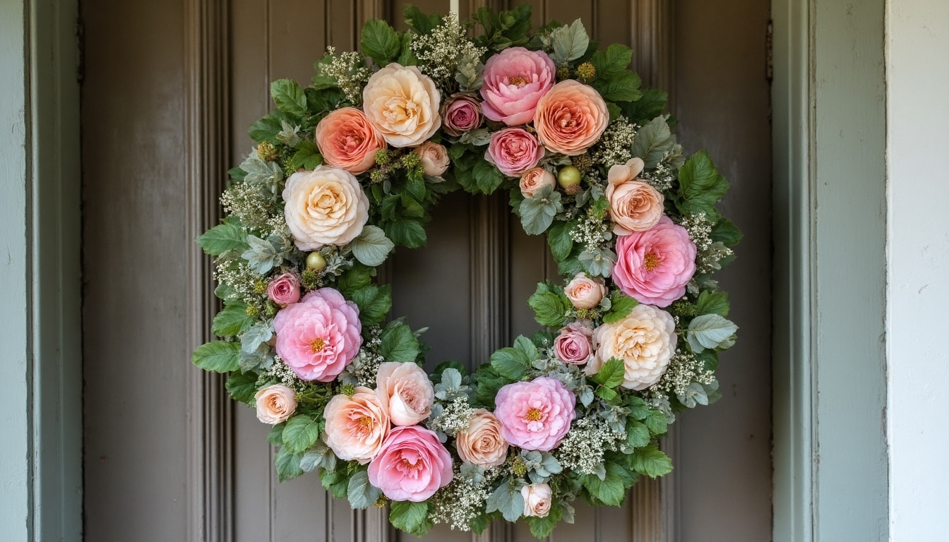 spring blooms botanical wreath