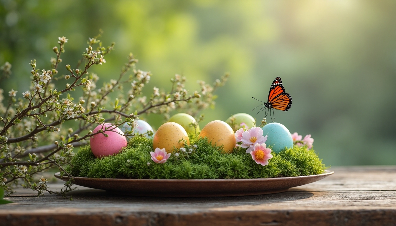 spring centerpiece with butterflies