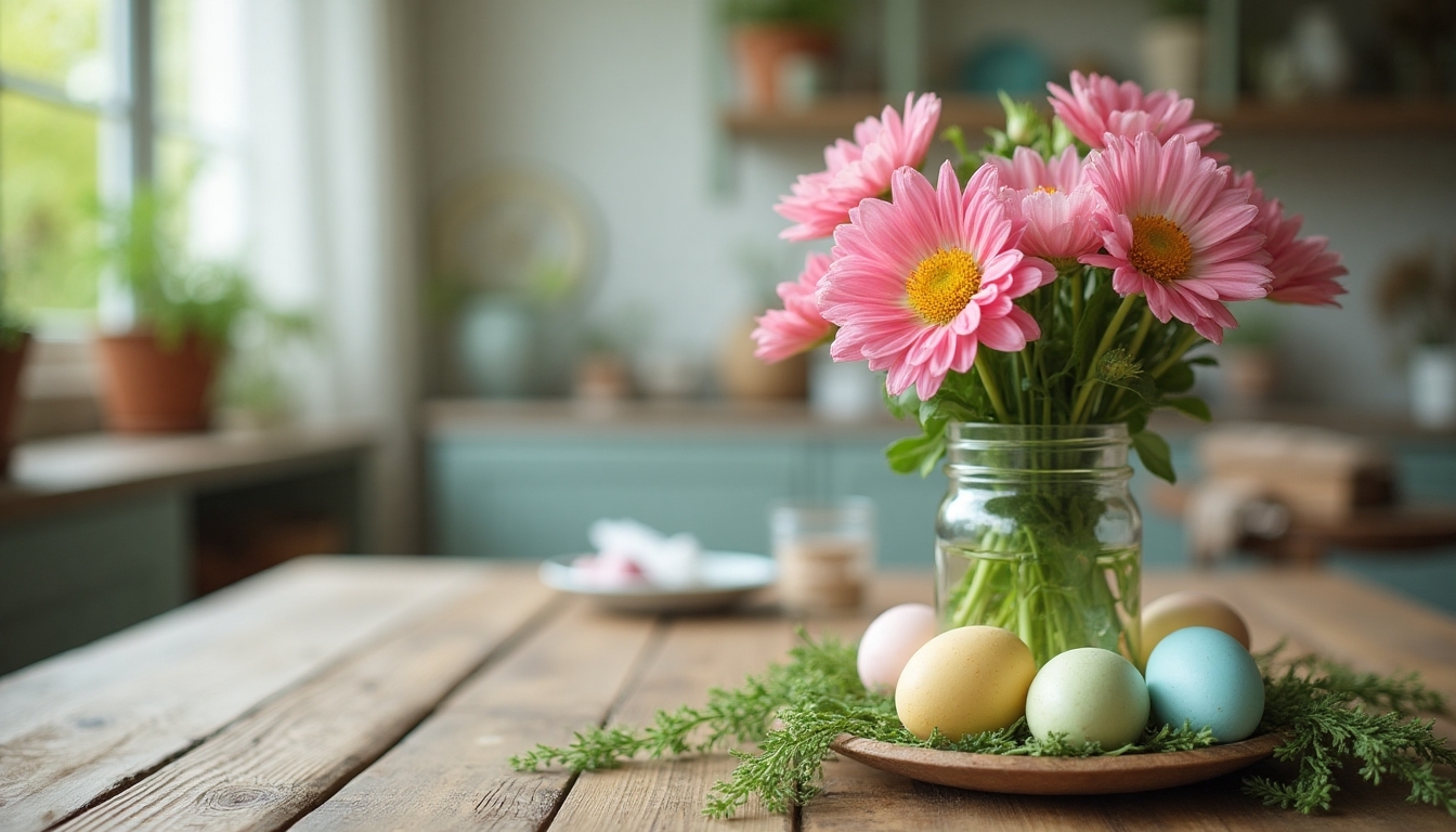 spring flower mason jars