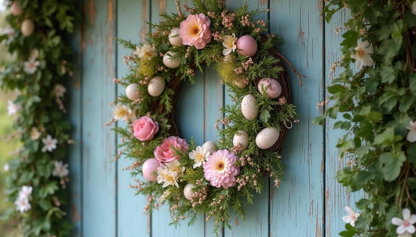 spring wreath and garland