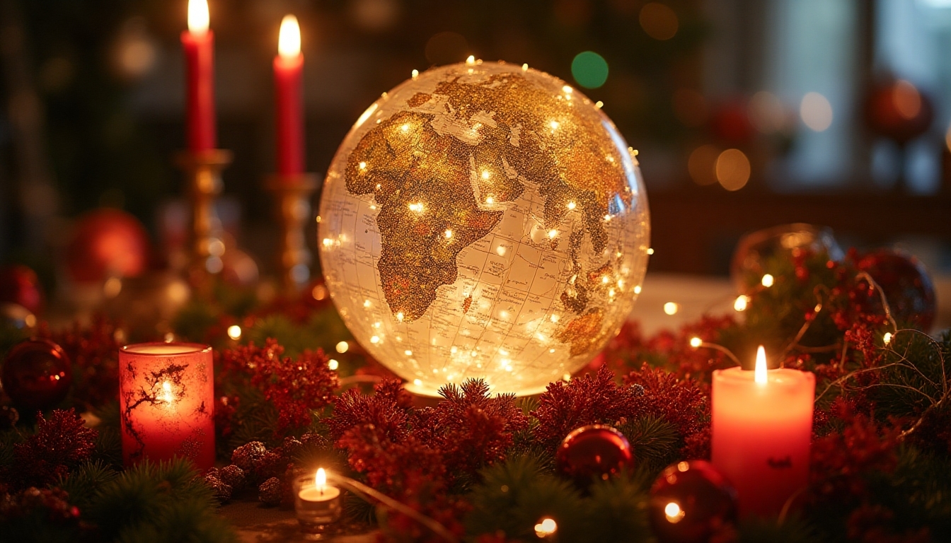 twinkling time zone globe