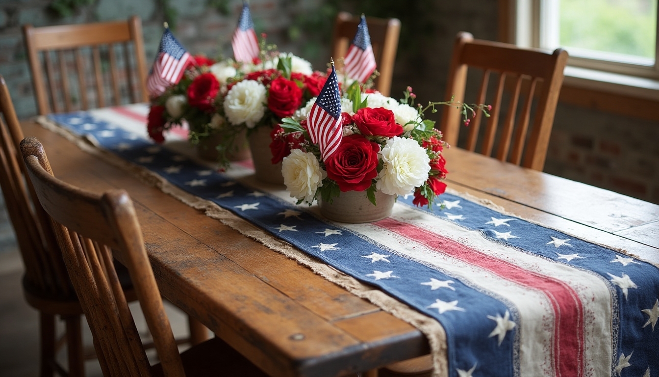 vintage americana table runner