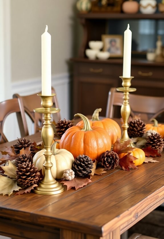 vintage candle pumpkin display