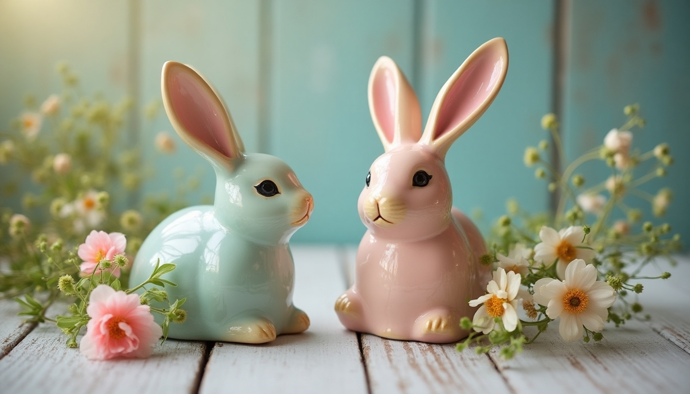 vintage ceramic rabbit figurines