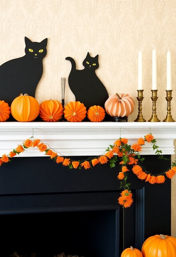 vintage halloween mantel display