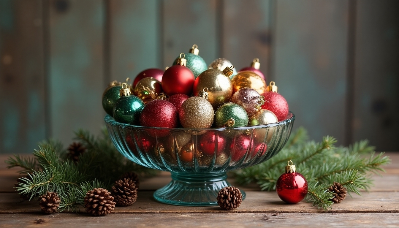 vintage ornament holiday centerpiece