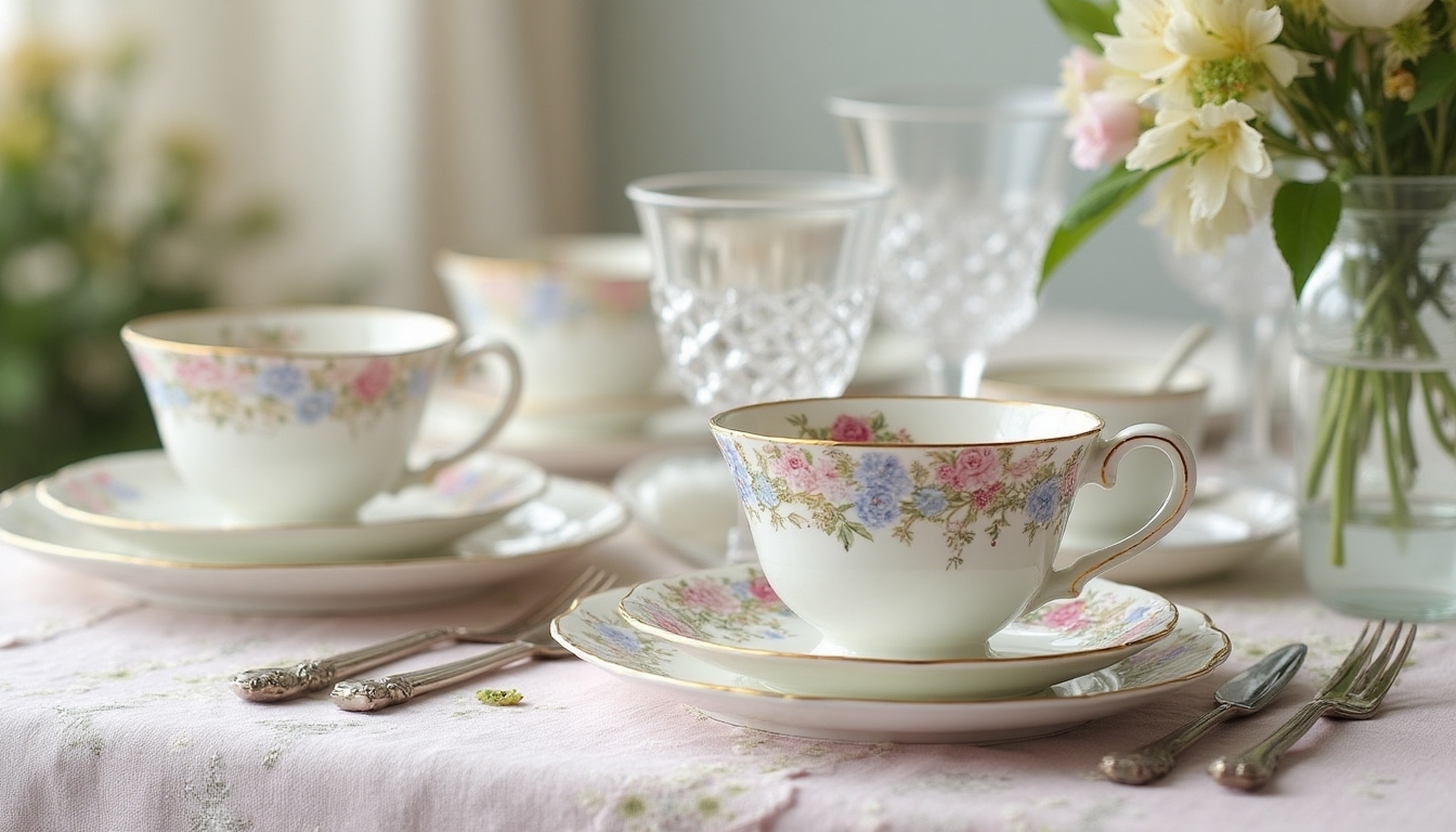 vintage pastel china display