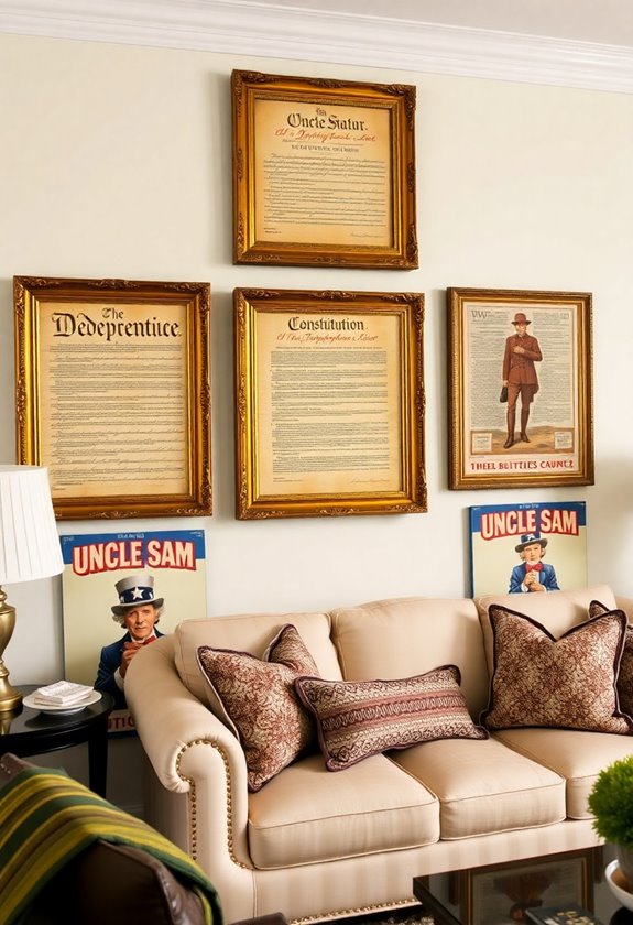 vintage patriotic artwork display