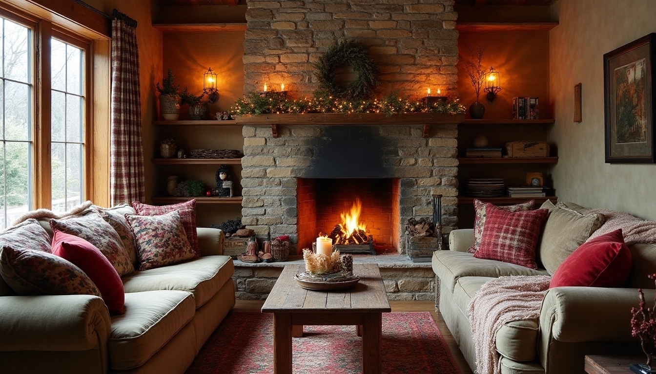 vintage plaid cozy decor